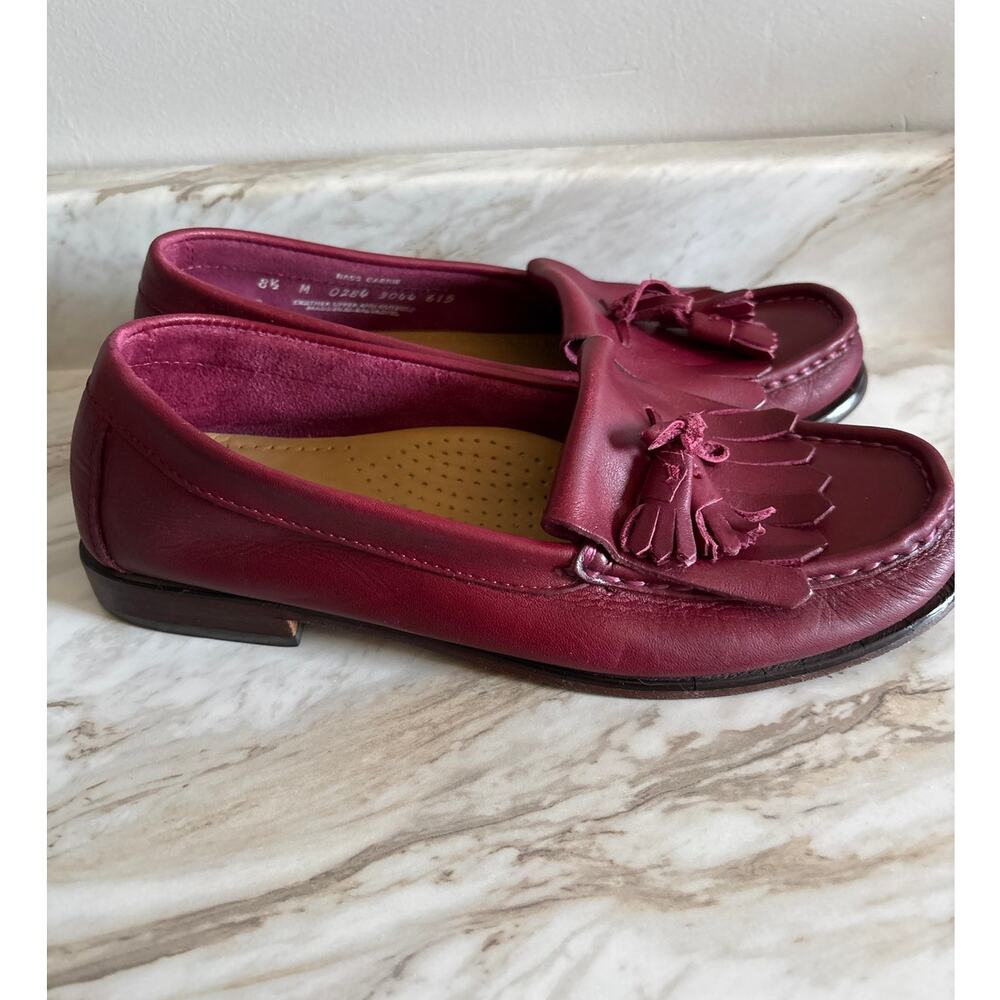 Bass Weejuns Carrie Burgundy Red Soft Leather Tassel Loafers 8 8.5 Medium